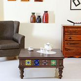 Moroccan Mosaic Lewiston Wooden Coffee Table Walnut